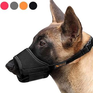 HEELE Nylon Muzzle for Dogs, Adjustable Loop, Breathable, Safe, Quick Fit for Small, Medium Dogs, Prevents Biting, Chewing and Barking (XL, Black)