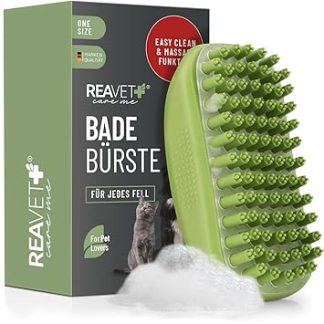 ReaVET Bath Brush Rubber Curry Comb for Dogs, Cats Short Hair & Long Hair, with Massage Effect - Removes Loose Top Hair, Dust & Dirt I Bath Curry Comb for Massage Dog Shampoo
