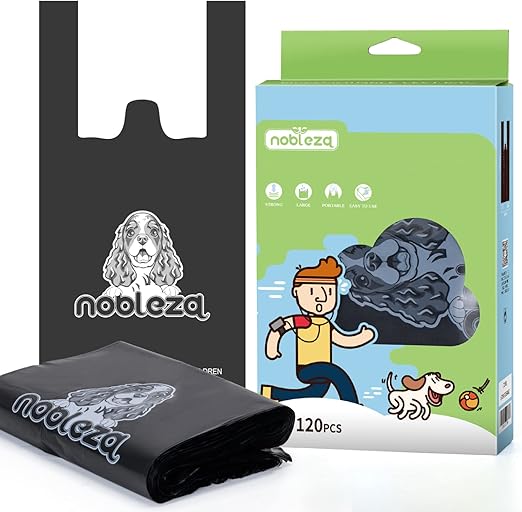 Nobleza Dog Waste Bags with Handle, Extra Thick and Strong Leak-Proof Waste Bags for Dogs, Unscented Dog Bag Faeces, Extremely Tear-Resistant Dog Bags Dog Poop Bags - 18 x 34 cm, Extra Large, Pack of