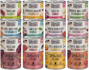 Mac's Dog - 10 x 400 g Mix Pack | Guaranteed 10 Variety Mix | Grain-Free Wet Food with High Meat Content, Superfoods & Valuable Oils