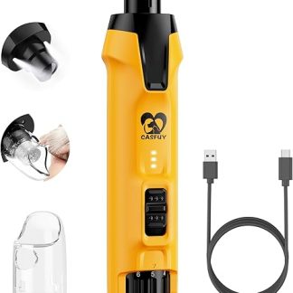 Casfuy 6-Speed Dog Nail Grinder - 50% Boosted Power Dog Nail Trimmer Quiet with Dual LED Lights & Dust Collector & 4.8V Copper Motor Electric Pet Toenail File Tool for Large