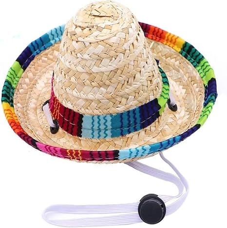 Funny Dog Sombrero Hat Mexican Party Costume Adjustable Chihuahua Cosplay Cap Clothing Decoration for Pets Dogs Birthday Christmas Halloween Clothing Accessories