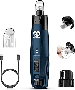 Casfuy New 6-Speed Claw Grinder for Dogs - 50% More Power with 2 LED Lights Quiet 7 Hours Running Time Electric Dog Nail Grinder for Large Medium Small Dogs and Cats