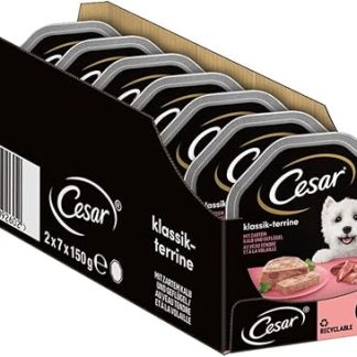 Cesar Wet Dog Food Classic with Delicate Calf and Poultry, 14 Bowls (14 x 150 g)