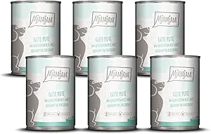 MjAMjAM - Premium Wet Food for Dogs - Good Turkey on Cooked Rice with Steamed Courgettes, Pack of 6 (6 x 400 g), Natural With Extra Meat