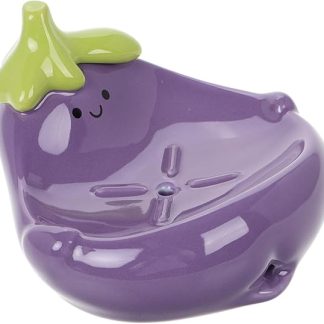 SHERCHPRY Soap Bar Holder for Shower Ceramic Soap Dish Aubergine Shape Self-Draining Durable Modern Practical for Bathroom Space Saving