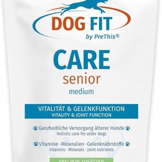 DOG FIT by PreThis® Care Senior for Old Dogs I Vitamins & Minerals Plus Joint Protection I Food Supplement Free from Additives I Medium