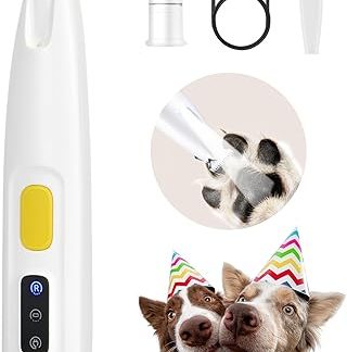FURBONA Paw Trimmer for Dogs & Cats with LED Light - 18mm Wide Blade, 35dB Quiet LED Indicator, Waterproof, Rechargeable - Ideal for Paws, Ears, Face & Rod (White)