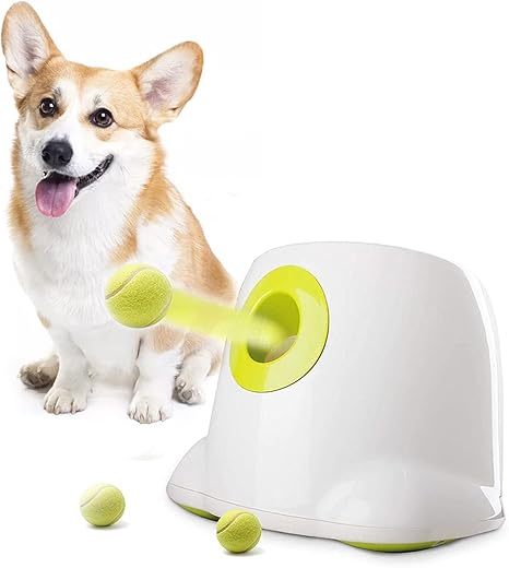 ALL FOR PAWS Automatic Ball Launcher for Dogs - Interactive Ball Throwing Machine with 3 Pieces 2 Inch Tennis Balls, for Small & Medium Dogs, Dog Toy, Interactive Dog Toy