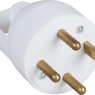 EUR'OHM Fiche 20A mâle 3P+T with anneau - Droite Blanc - Interrupteur et prise