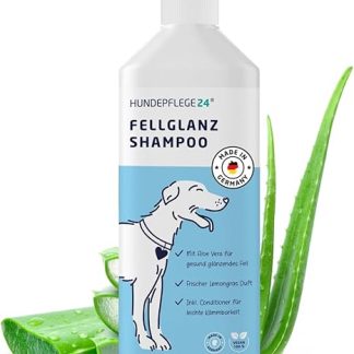HUNDEPFLEGE24 Dog Shampoo Fur Shine & Dog Conditioner 500 ml - For Healthy Shiny Coat & Better Combing with Aloe Vera - Moisturising Gentle Cleaning & Care for Any Dog Breed