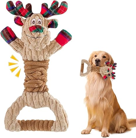 WDKXCN Indestructible Dog Toy, 35 cm Christmas Plush Toy, Dog Toy, Puppy, Toy for Dogs, Plush Dog Toy, Squeaky Dog Toy for Small Large Dogs