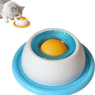 Dog Lick Toy, Lick Bowl for Dogs, Lick Ball for Dogs, Wet Food, Lick Pad with Non-Slip Mat, Dog Licks Feeding Bowl with Integrated Rotating Ball, Lick Toy for Dogs Cats Puppies (#A)