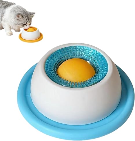 Dog Lick Toy, Lick Bowl for Dogs, Lick Ball for Dogs, Wet Food, Lick Pad with Non-Slip Mat, Dog Licks Feeding Bowl with Integrated Rotating Ball, Lick Toy for Dogs Cats Puppies (#A)