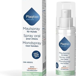 Plaqtiv+ Mouth Spray, 60 ml Bottle, Care Product for Dogs, Can Contribute to Good Mouth Hygiene, Can Help Inhibit the Formation of Tartar