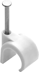 Cable Ties - Cable Winder - Electrical Cable Attachment - Cable Clips - Cable Reel - Cable Ties with Steel Nail - 50 Cable Ties D16/19 White