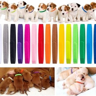 VOARGE Pack of 15 Puppy Collars for Breeders, Adjustable Puppy Collars, Used for Newborns, Pets, Puppy Identification, Dog Tags, Multicoloured Nylon Puppy Collars