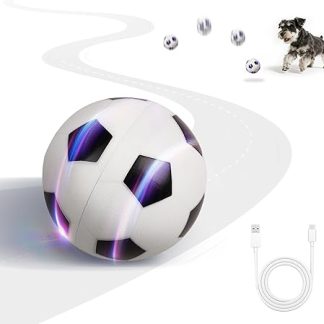 Pet Prime Interactive Play Ball for Dogs Type C Charge Intelligent Sensor Dog Toy Electric Ball Medium Large Dogs Football 8 cm Robust Safe & Waterproof for Indoor / Outdoor Use (Football)