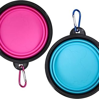Foldable Dog Bowl Pack of 2 Dog Bowls Foldable Water Bowl Portable Dog Feeding Bowl Pet Travel Bowl for Cats, Dogs and Pets for Water and Food (350 ml)