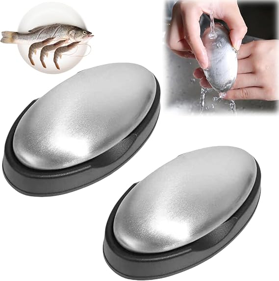 Anti-rust stainless steel soap, 2 pieces anti-odour soap made of stainless steel, rust-proof stainless steel soap, deodorising, for removing onion, fish, garlic and strong hand odours