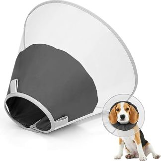 Supet Dog Collar to Prevent Licking with Soft Pad, Clear Elizabeth Recovery Cervical Collar After Surgery, Alternative Head Frill for Large, Medium and Small Dogs (Black, M)