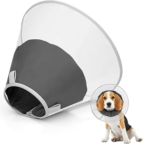 Supet Dog Collar to Prevent Licking with Soft Pad, Clear Elizabeth Recovery Cervical Collar After Surgery, Alternative Head Frill for Large, Medium and Small Dogs (Black, M)