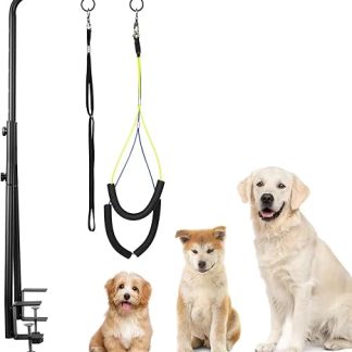 WeGXY Pet Grooming Table for Dogs Height Adjustable with Double Clamp for Small Medium Dogs Grooming Sling and No Seat Haunch Holder 35
