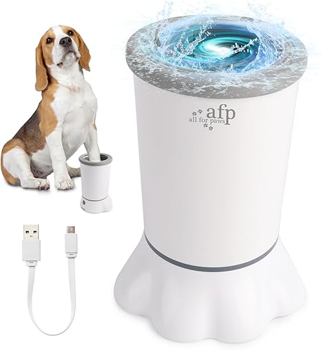 ALL FOR PAWS Automatic Paw Cleaner, 2 Cleaning Speeds, Soft Bristles, Removable, USB Rechargeable for Small and Medium Dogs