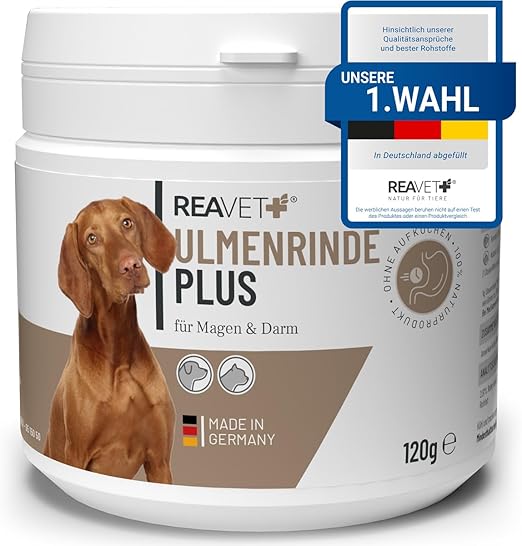 ReaVET Elm Bark Plus Strong Slime Without Boiling for Dogs and Cats 120 g - Natural Pure in Premium Quality, Digestion, Intestinal Flora, Stomach, Slippery Elm Bark