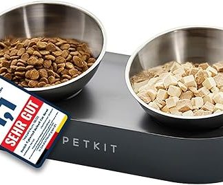 Petkit Cybertail Raised Cat Bowl Stainless Steel Tilted and Raised Food Bowls Food-Grade Non-Slip No-Spill Pet Feeding Bowls for Cats and Small Dogs