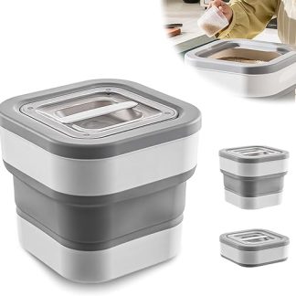 RoxNvm Dog Food Storage, Foldable Food Bin, 10 L Food Box Dog, Well Lockable Pet Food Container Can Be Used for Cat Food, Dog Food, Pet Food, Rice and Cereal