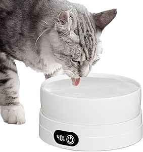 ETUCYNG 16 W Heated Water Bowl Dog Ceramic Heated Drinking Bowl 4 Adjustable Levels Ice-Free Winter Heated Bowl Rabbit Dogs Cats Bird Bath Heated