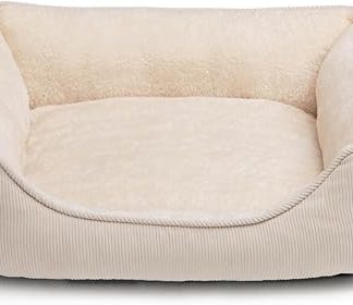 Hollypet Cat Bed, Small Dog Bed, Pet Bed for Cats and Puppies, Soft Pet Sleeping Bed, Breathable Pet Cushion, Beige (55 x 45 x 15 cm)