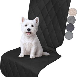 VIVAGLORY Car Front Seat Cover for Dogs, No Flap Design with Non-Slip Back for Most Cars, Quilted & Padded & Durable Dog Seat Cover, Black, S