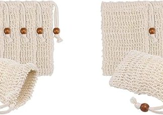 Pack of 80 Soap Peel Bags, Soap Savers Made of Sisal Mesh Fabric Soap Bag, Soap Bag with Drawstring for Bathroom and Shower