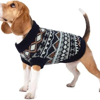 Hjumarayan Dog Jumper, Boho, for Small Dogs, Christmas Jumper, Beautiful, Thick, French Bulldog, Chihuahua, Navy Blue, M