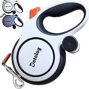 Dotolog Retractable Dog Lead 8 m, Roller Lead for Dogs, Retractable Pull Rope, Extendable Dog Lead for Medium Large Dogs up to 50 kg, Gift for Dog (White/Orange, 8 m)