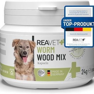 ReaVET Worm Herb Capsules Pack of 50 - for Dogs with Real Worm Herb (Artemisia Absinthium) in Formula Based Plant Formula, Suitable for Dogs of All Breeds
