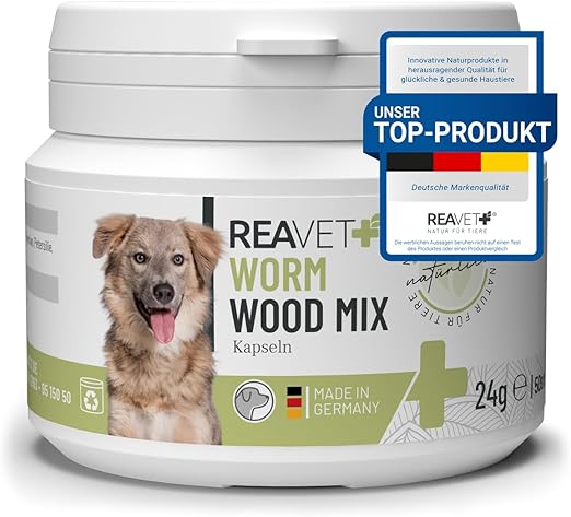 ReaVET Worm Herb Capsules Pack of 50 - for Dogs with Real Worm Herb (Artemisia Absinthium) in Formula Based Plant Formula, Suitable for Dogs of All Breeds