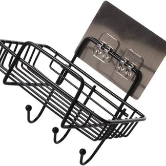 Healifty 1 x wall mounted soap holder with hooks for bathroom and kitchen, dish drainer made of durable and tidy home