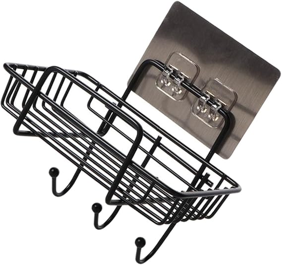 Healifty 1 x wall mounted soap holder with hooks for bathroom and kitchen, dish drainer made of durable and tidy home