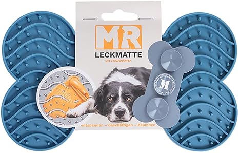 Martin Rütter Bone Shaped Dog Lick Mat with Suction Cups Petrol M - Silicone BPA Free Dog Toy - Lick Mat for Mental Stress & Activity - Dishwasher & Freezer Safe