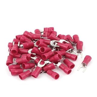NEW LON0167 60pcs Red Electrical Crimp Wire Connectors Insulated Fork Terminals 12-10AWG (60pcs Red Electrical Crimp Wire Connector Insulated Fork Terminals 12-10AWG