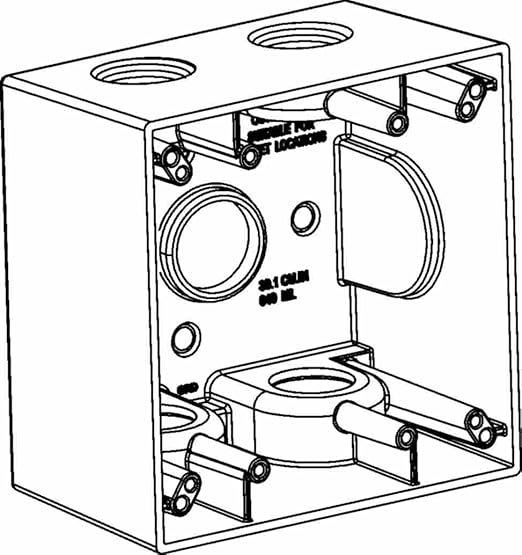 Orbit 2DB100-5 Electric Box, 2 5/8 Inch Deep 5 Outlets w/1 Inch Hole Size Weatherproof - 2 Gang - Grey