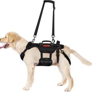 OneTigris Invictus Support Harness for Medium to Large Dogs, Safety Harness with Three Handles, Removable Adjustable Shoulder Straps and Rear Leg Straps