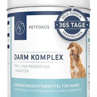 PetFokus Intestinal Complex for Dogs - Supports Digestion, Anti-Inflammatory, Joint Health and Weight Control, Supplementary to Wet, Dry or Raw Feeding - Made in Germany