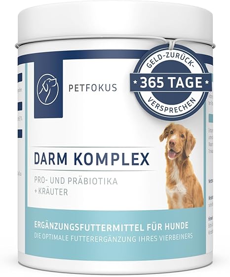 PetFokus Intestinal Complex for Dogs - Supports Digestion, Anti-Inflammatory, Joint Health and Weight Control, Supplementary to Wet, Dry or Raw Feeding - Made in Germany