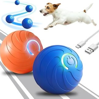 xinrongda Pack of 2 Interactive Dog Toys, Interactive Play Ball for Dogs, Electric Magic Ball, Intelligent Dog Toy with LED Lights, Interactive Ball for Puppies, Small