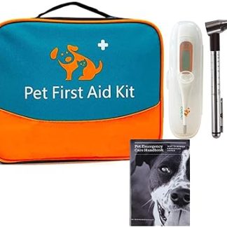 Pet First Aid Kit for Dogs, Cats, Rabbits and Other Animals, with Thermometer, Syringe, Otoscope, Perfect for Home Care and Emergency Travel Outdoors