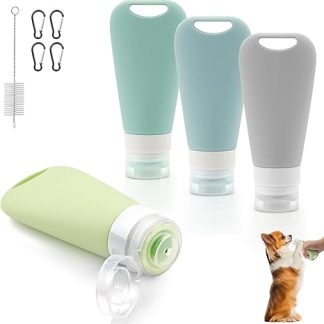 TXXATX Pack of 4 Food Tubes for Filling Dog 90 ml Liver Sausage Dog Tube Reusable Food Tube Dog Silicone Travel Bottles with Carabine Test Tube Brush Consists for Dog Training as a Reward